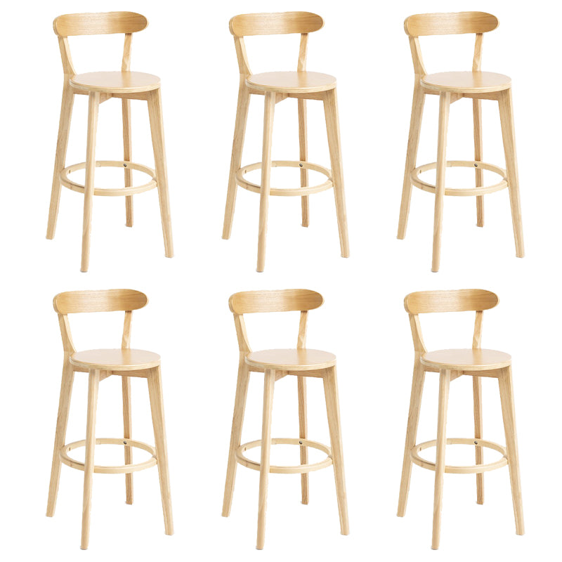 Industrial Armless Backrest Counter Stool Wood Bar Stool with Pedal for Cafe