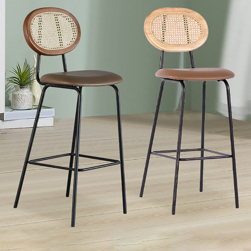 Contemporary Low Back Dining Stool Armless Bar Stools with Cushion