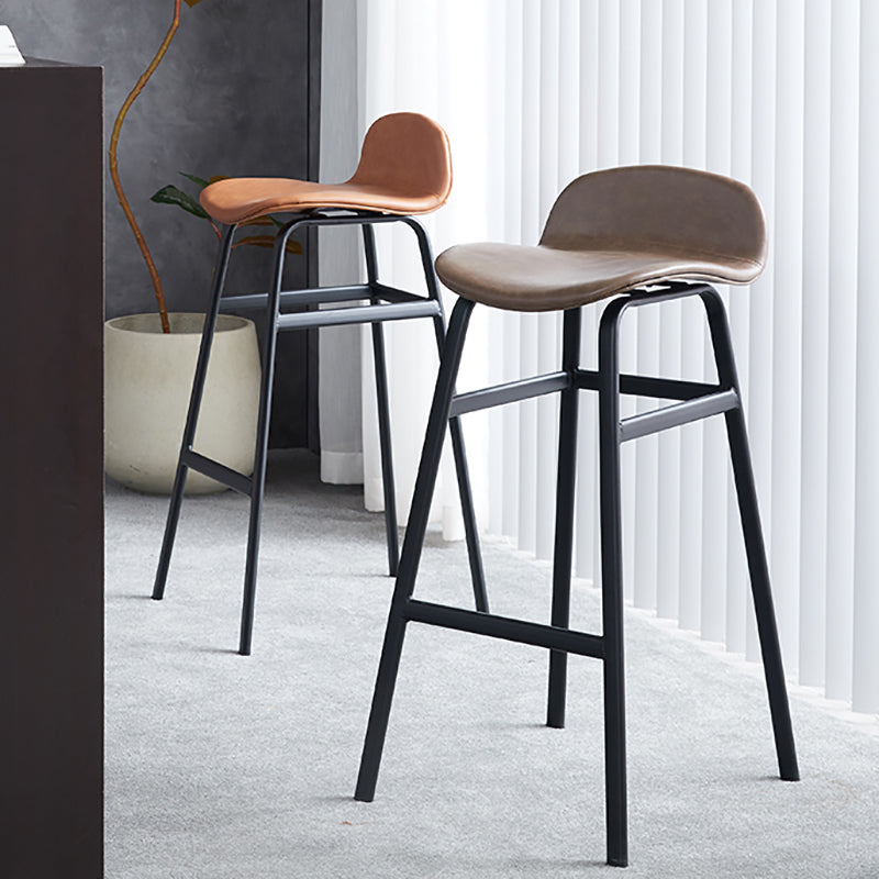Modern Backrest Armless Counter Stool Iron Bar Stool with Seat and Pedal for Cafe