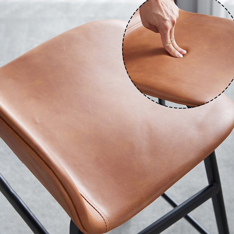 Modern Backrest Armless Counter Stool Iron Bar Stool with Seat and Pedal for Cafe