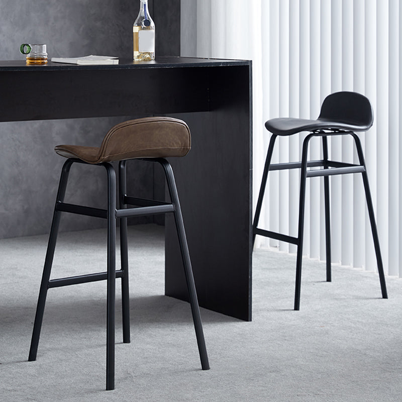 Modern Backrest Armless Counter Stool Iron Bar Stool with Seat and Pedal for Cafe