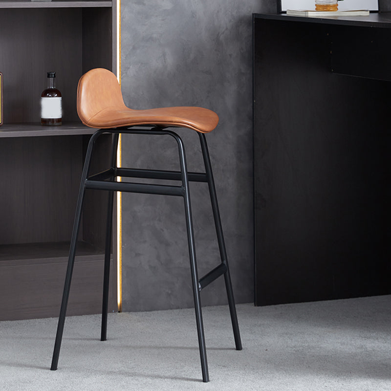 Modern Backrest Armless Counter Stool Iron Bar Stool with Seat and Pedal for Cafe