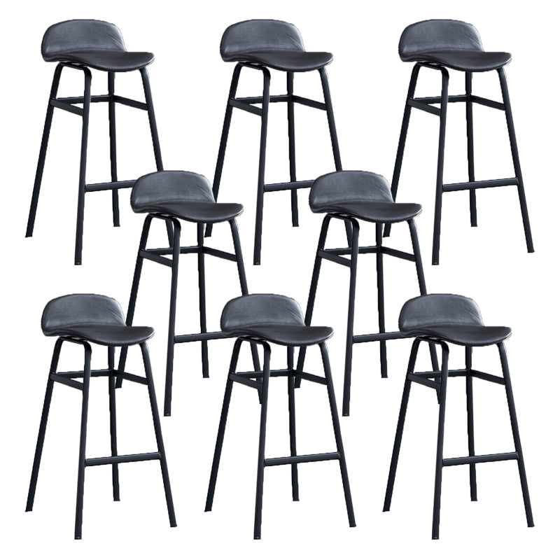 Modern Backrest Armless Counter Stool Iron Bar Stool with Seat and Pedal for Cafe
