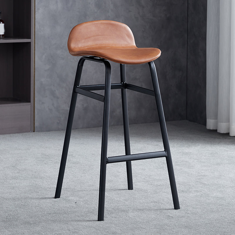 Modern Backrest Armless Counter Stool Iron Bar Stool with Seat and Pedal for Cafe