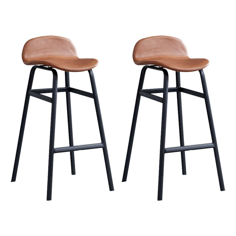 Modern Backrest Armless Counter Stool Iron Bar Stool with Seat and Pedal for Cafe
