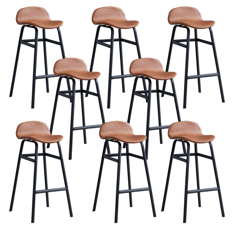 Modern Backrest Armless Counter Stool Iron Bar Stool with Seat and Pedal for Cafe