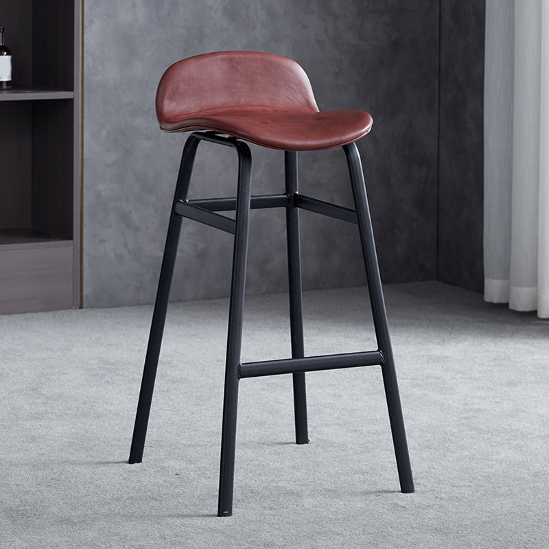 Modern Backrest Armless Counter Stool Iron Bar Stool with Seat and Pedal for Cafe
