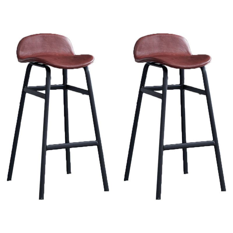 Modern Backrest Armless Counter Stool Iron Bar Stool with Seat and Pedal for Cafe