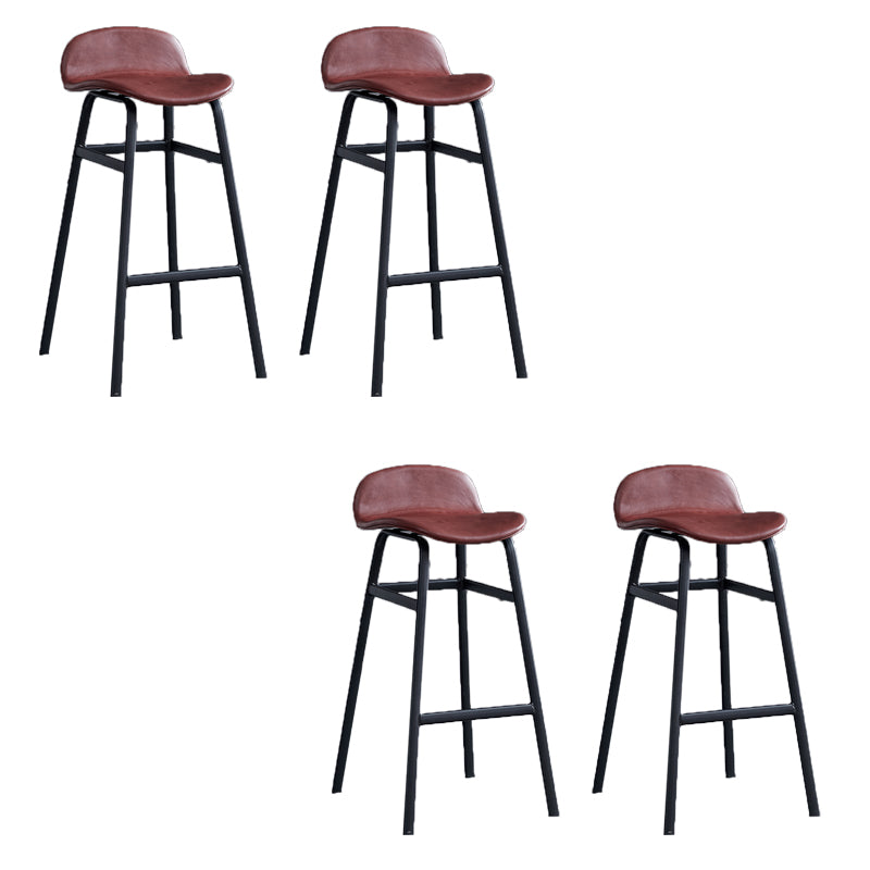 Modern Backrest Armless Counter Stool Iron Bar Stool with Seat and Pedal for Cafe