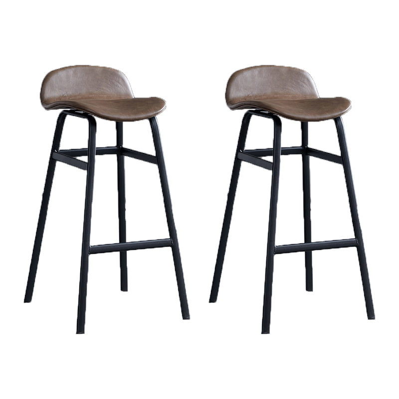 Modern Backrest Armless Counter Stool Iron Bar Stool with Seat and Pedal for Cafe