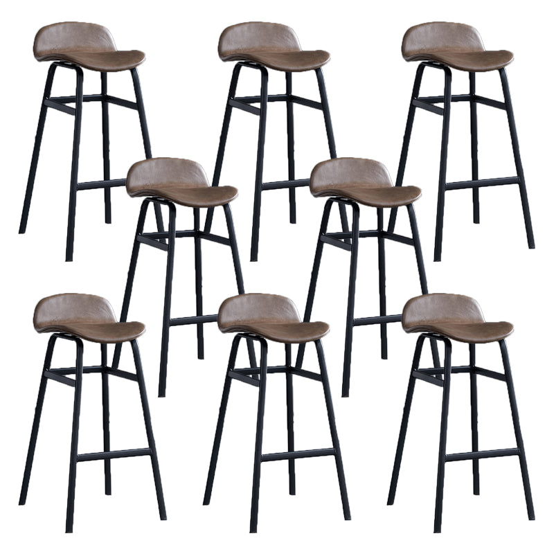 Modern Backrest Armless Counter Stool Iron Bar Stool with Seat and Pedal for Cafe