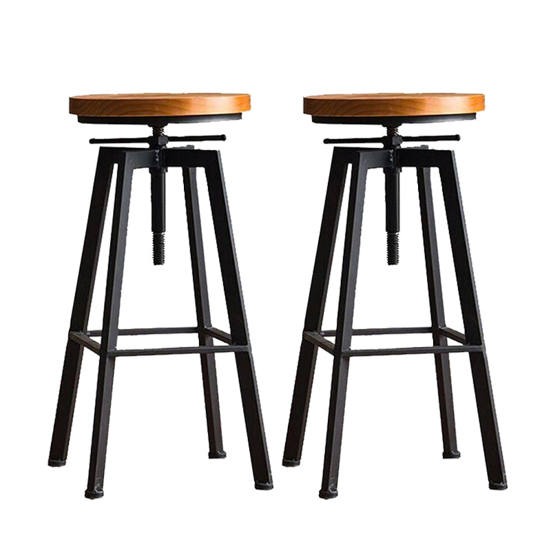 Industrial Elevatable Backless Counter Stool Iron Bar Stool with Pedal for Bar
