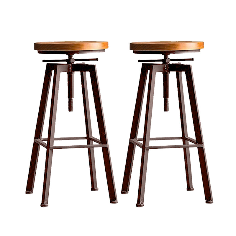 Industrial Elevatable Backless Counter Stool Iron Bar Stool with Pedal for Bar