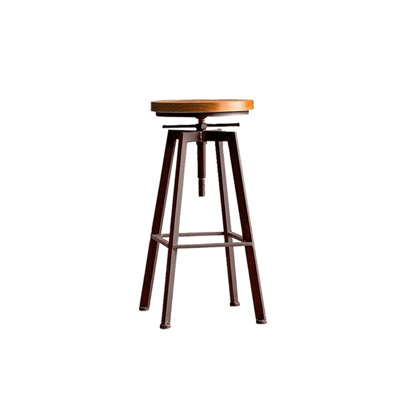 Industrial Elevatable Backless Counter Stool Iron Bar Stool with Pedal for Bar