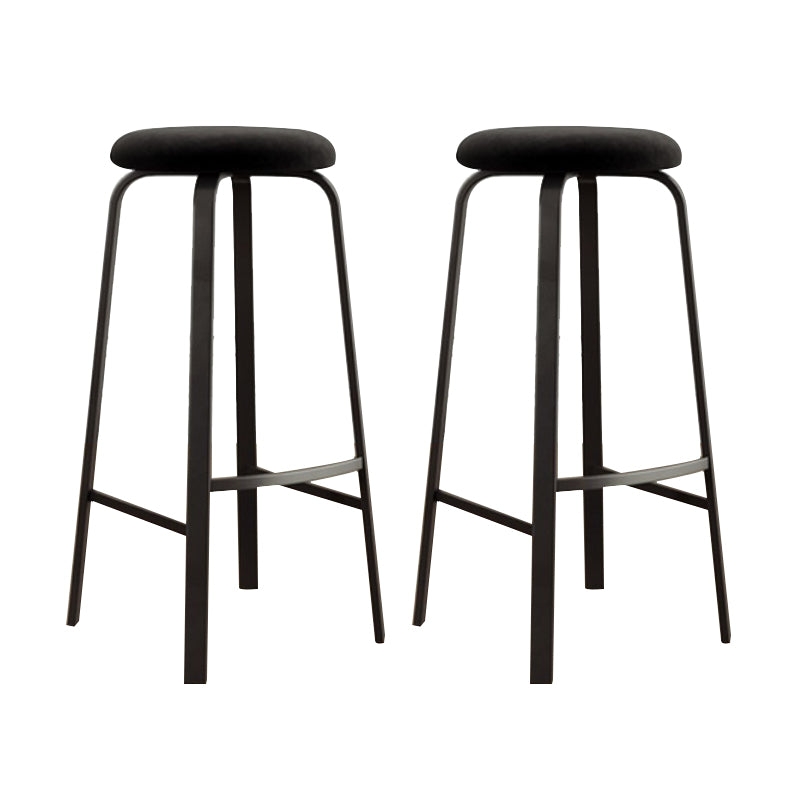 Modern Stackable Armless Counter Stool Iron Bar Stool with Cushion and Pedal for Cafe