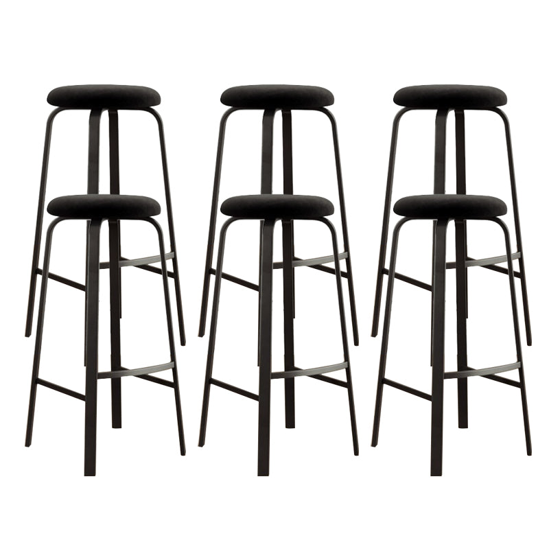 Modern Stackable Armless Counter Stool Iron Bar Stool with Cushion and Pedal for Cafe
