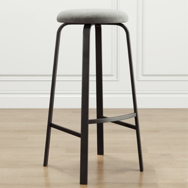 Modern Stackable Armless Counter Stool Iron Bar Stool with Cushion and Pedal for Cafe