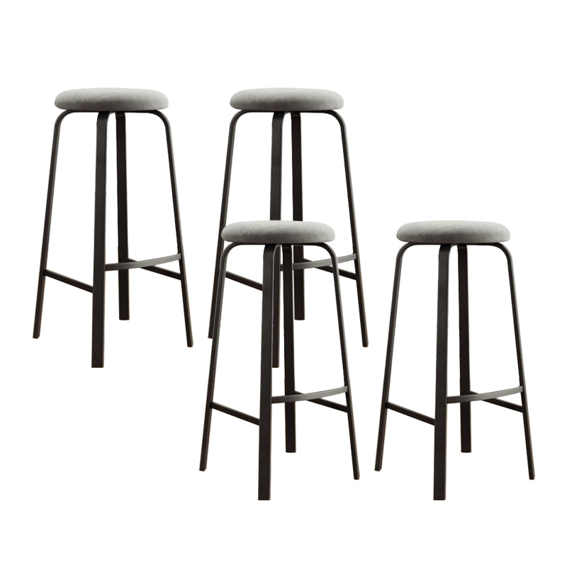 Modern Stackable Armless Counter Stool Iron Bar Stool with Cushion and Pedal for Cafe