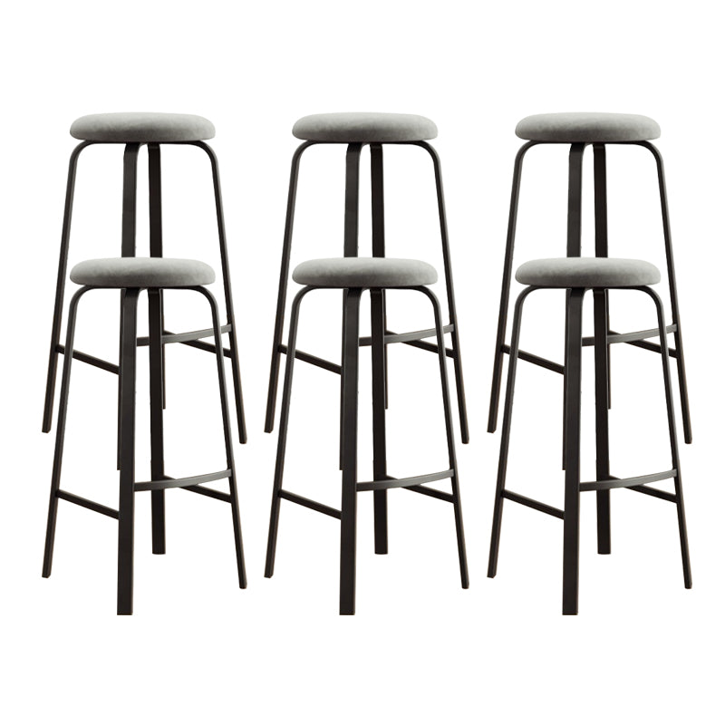 Modern Stackable Armless Counter Stool Iron Bar Stool with Cushion and Pedal for Cafe