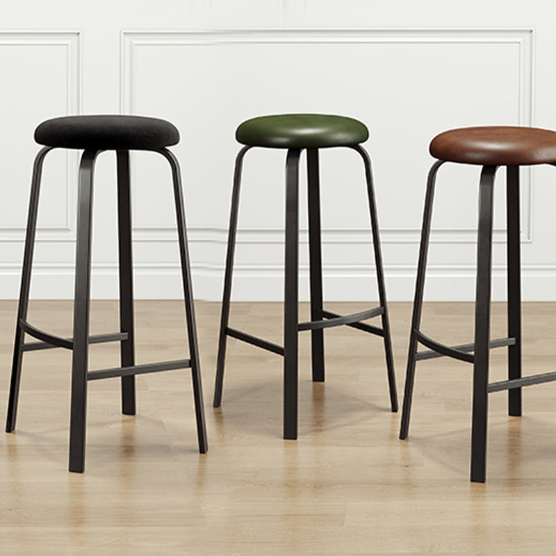 Modern Stackable Armless Counter Stool Iron Bar Stool with Cushion and Pedal for Cafe