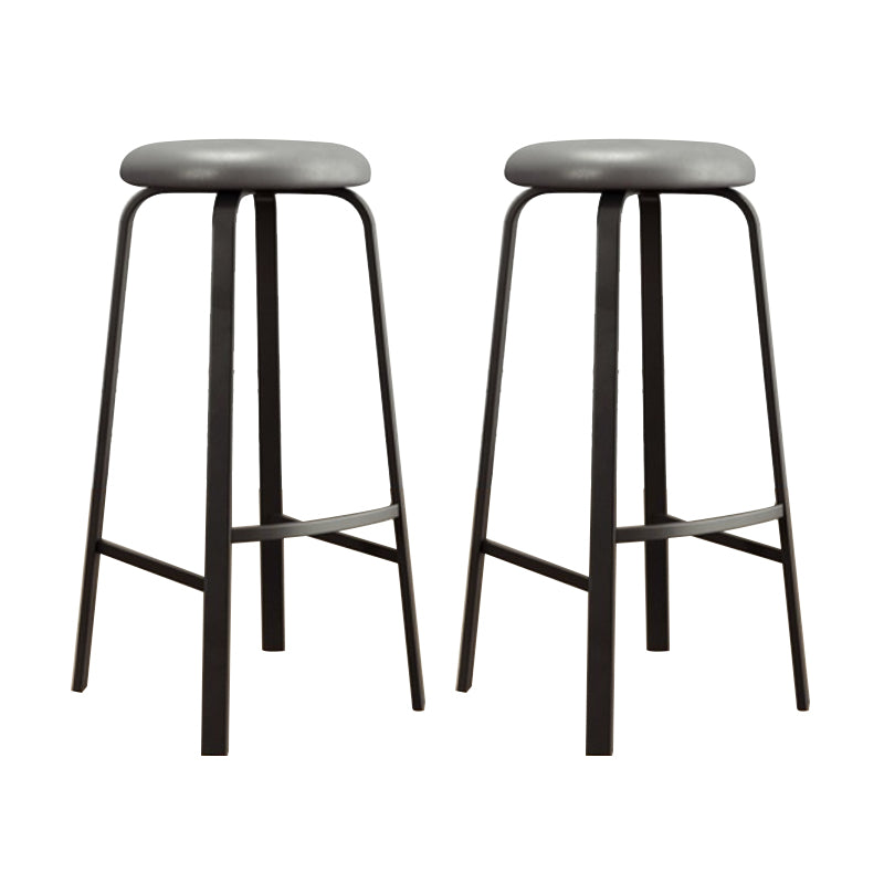Modern Stackable Armless Counter Stool Iron Bar Stool with Cushion and Pedal for Cafe