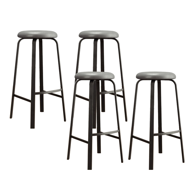 Modern Stackable Armless Counter Stool Iron Bar Stool with Cushion and Pedal for Cafe