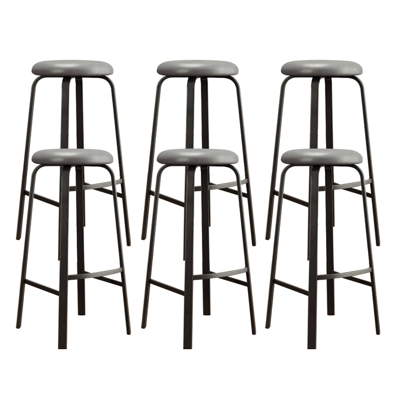 Modern Stackable Armless Counter Stool Iron Bar Stool with Cushion and Pedal for Cafe