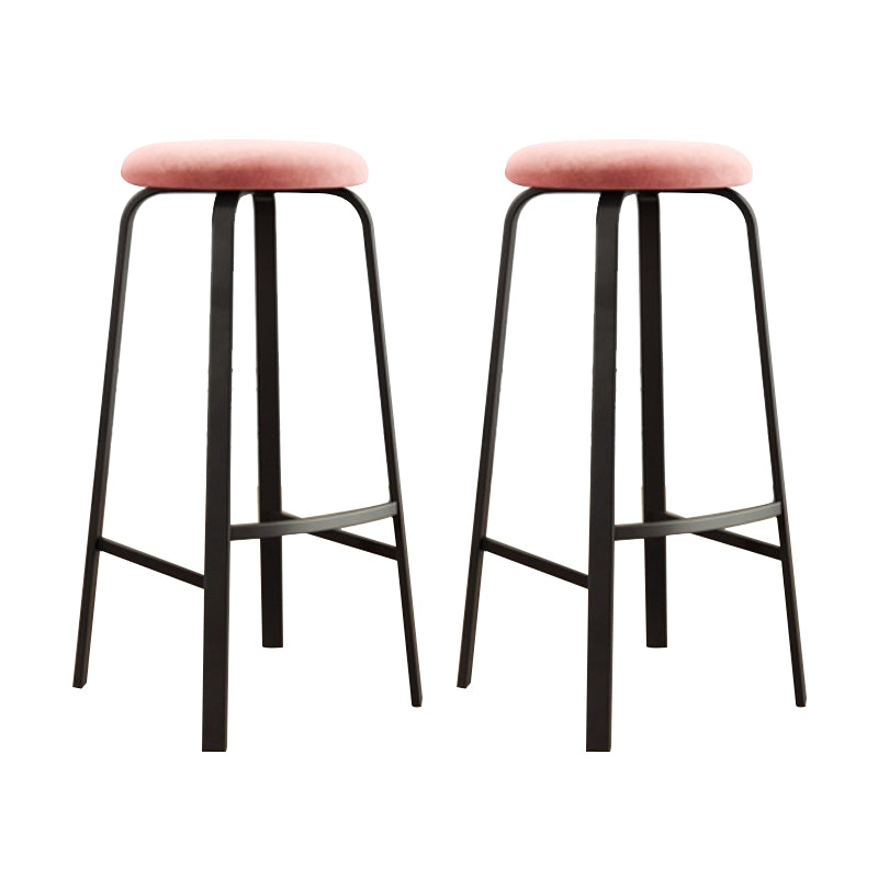 Modern Stackable Armless Counter Stool Iron Bar Stool with Cushion and Pedal for Cafe