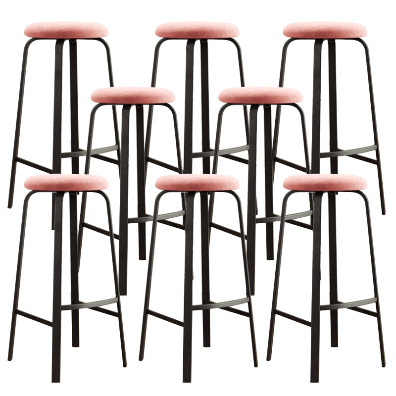 Modern Stackable Armless Counter Stool Iron Bar Stool with Cushion and Pedal for Cafe