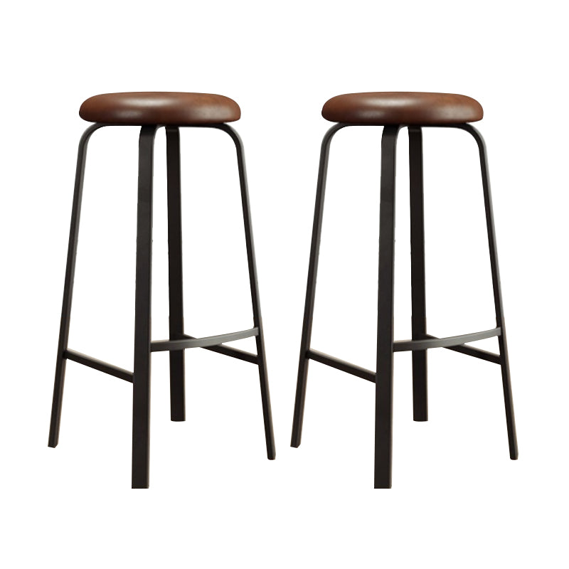 Modern Stackable Armless Counter Stool Iron Bar Stool with Cushion and Pedal for Cafe
