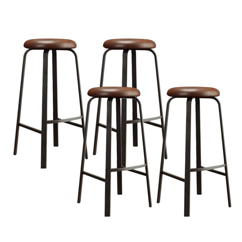 Modern Stackable Armless Counter Stool Iron Bar Stool with Cushion and Pedal for Cafe