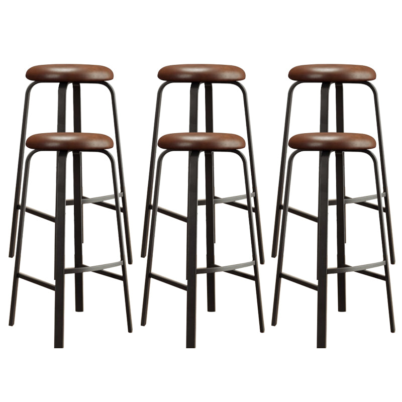 Modern Stackable Armless Counter Stool Iron Bar Stool with Cushion and Pedal for Cafe