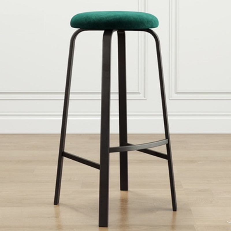 Modern Stackable Armless Counter Stool Iron Bar Stool with Cushion and Pedal for Cafe