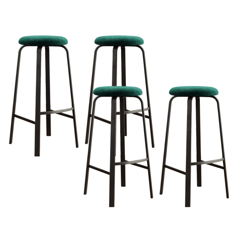Modern Stackable Armless Counter Stool Iron Bar Stool with Cushion and Pedal for Cafe