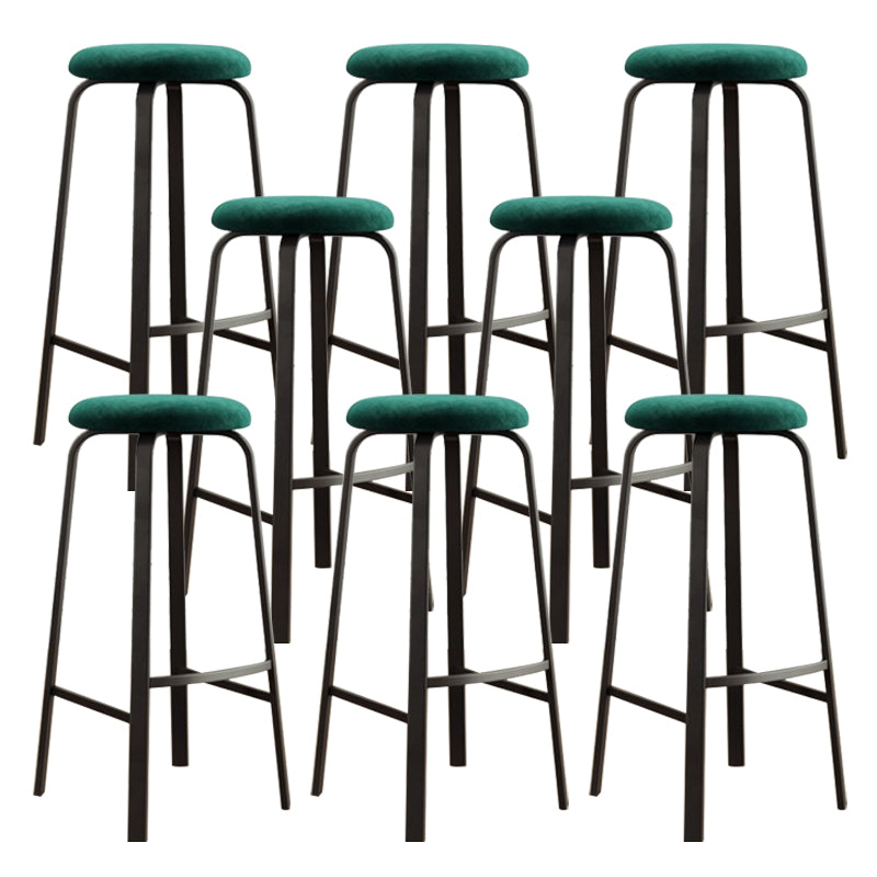 Modern Stackable Armless Counter Stool Iron Bar Stool with Cushion and Pedal for Cafe