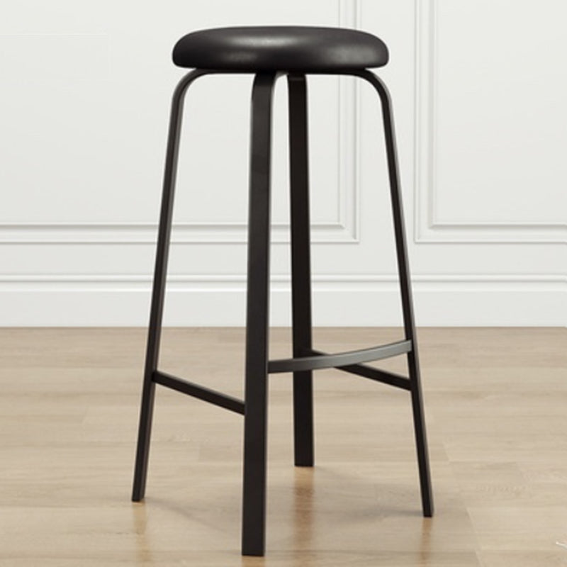 Modern Stackable Armless Counter Stool Iron Bar Stool with Cushion and Pedal for Cafe