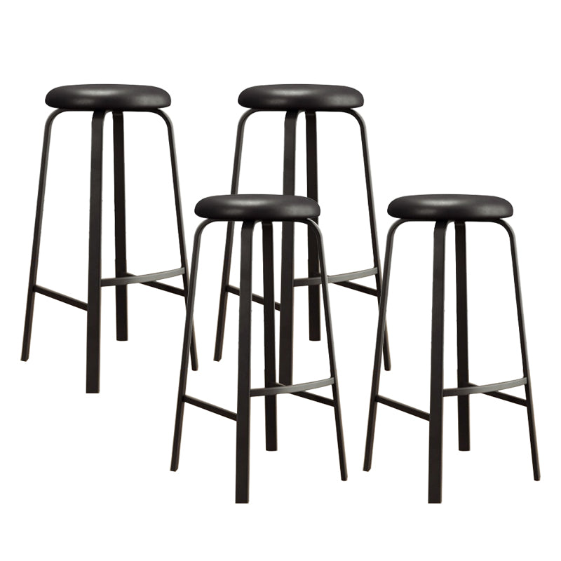 Modern Stackable Armless Counter Stool Iron Bar Stool with Cushion and Pedal for Cafe