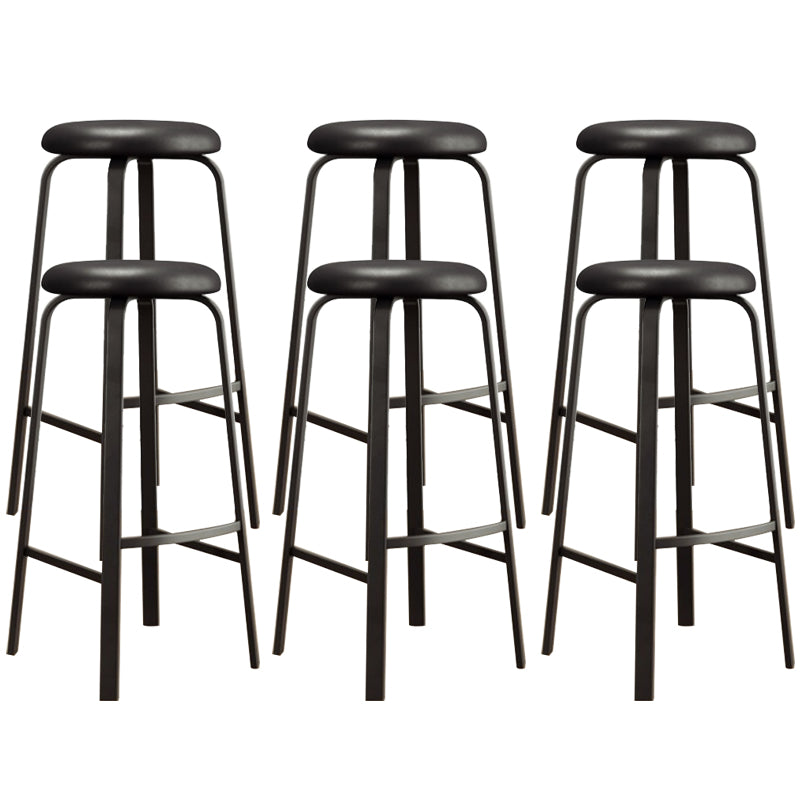 Modern Stackable Armless Counter Stool Iron Bar Stool with Cushion and Pedal for Cafe