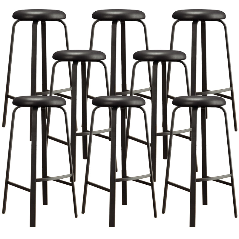 Modern Stackable Armless Counter Stool Iron Bar Stool with Cushion and Pedal for Cafe