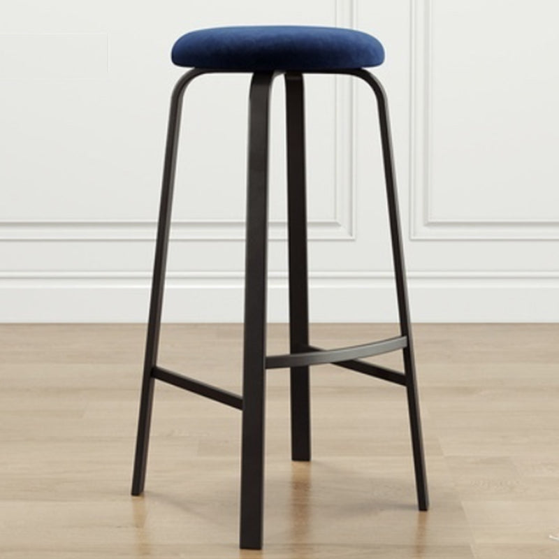 Modern Stackable Armless Counter Stool Iron Bar Stool with Cushion and Pedal for Cafe