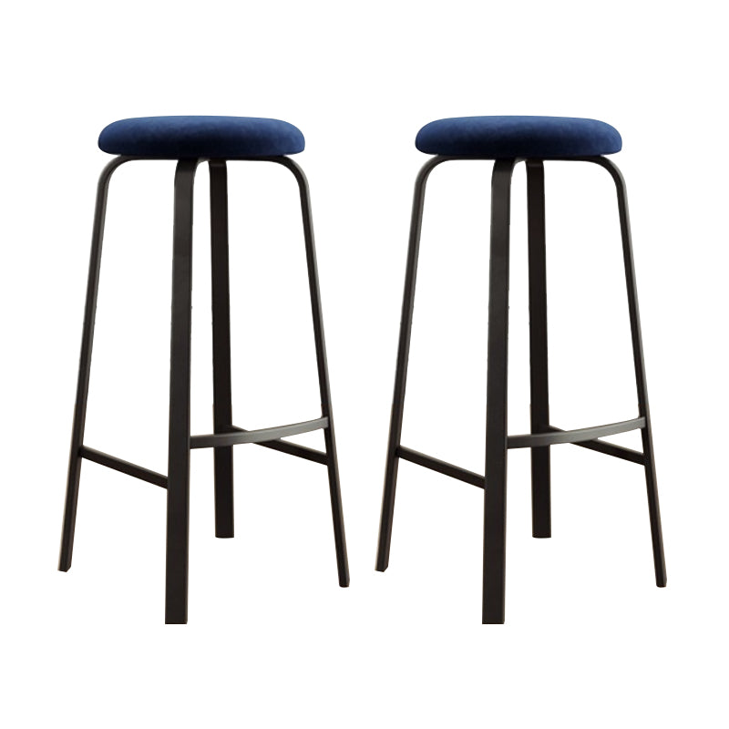 Modern Stackable Armless Counter Stool Iron Bar Stool with Cushion and Pedal for Cafe