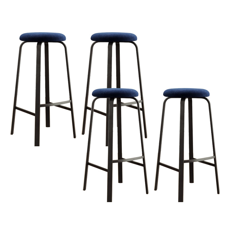 Modern Stackable Armless Counter Stool Iron Bar Stool with Cushion and Pedal for Cafe