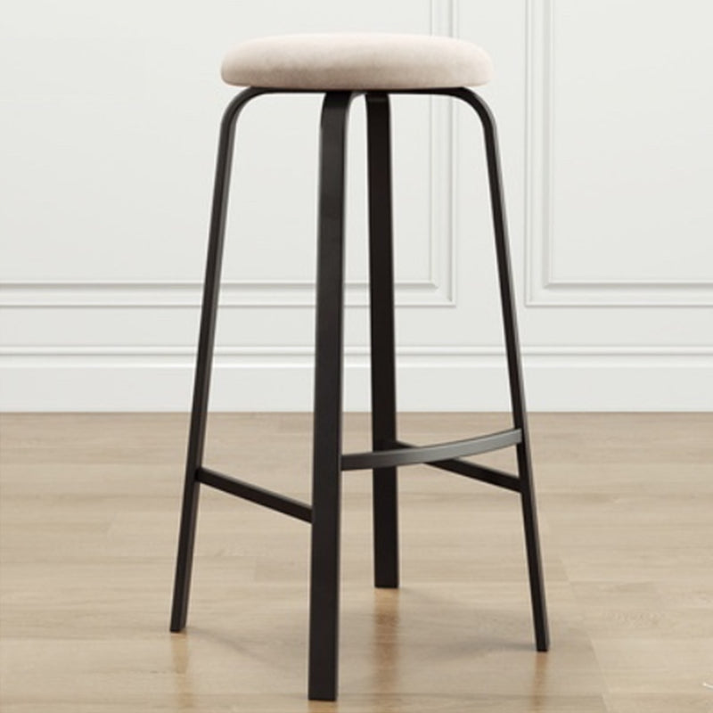 Modern Stackable Armless Counter Stool Iron Bar Stool with Cushion and Pedal for Cafe