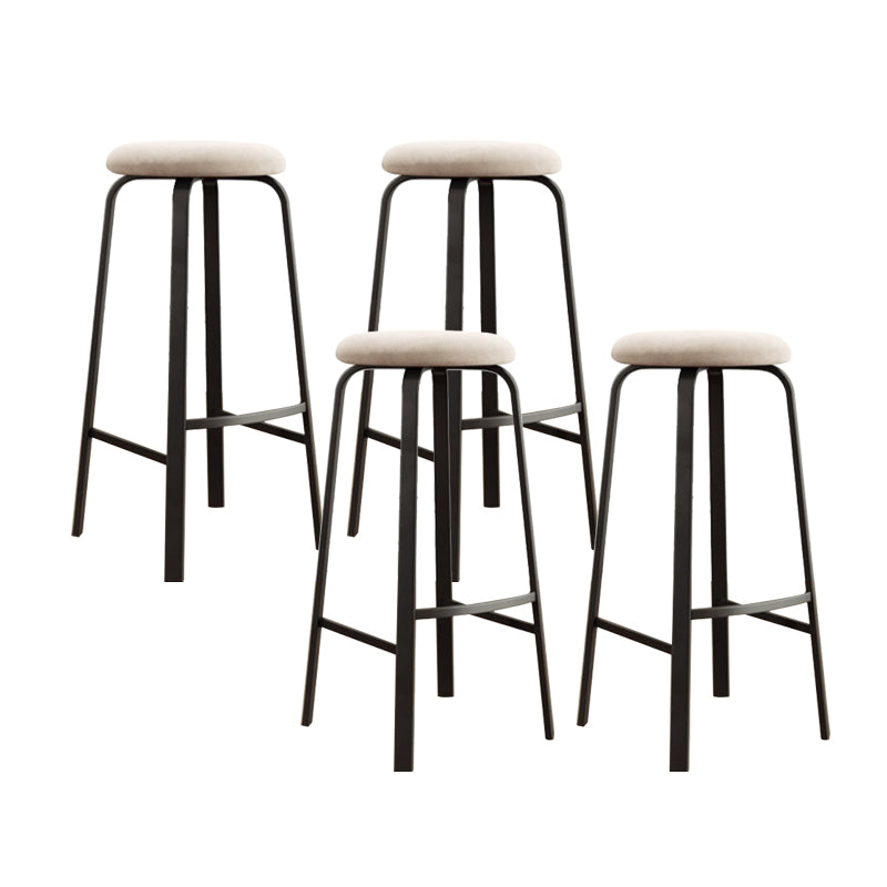 Modern Stackable Armless Counter Stool Iron Bar Stool with Cushion and Pedal for Cafe