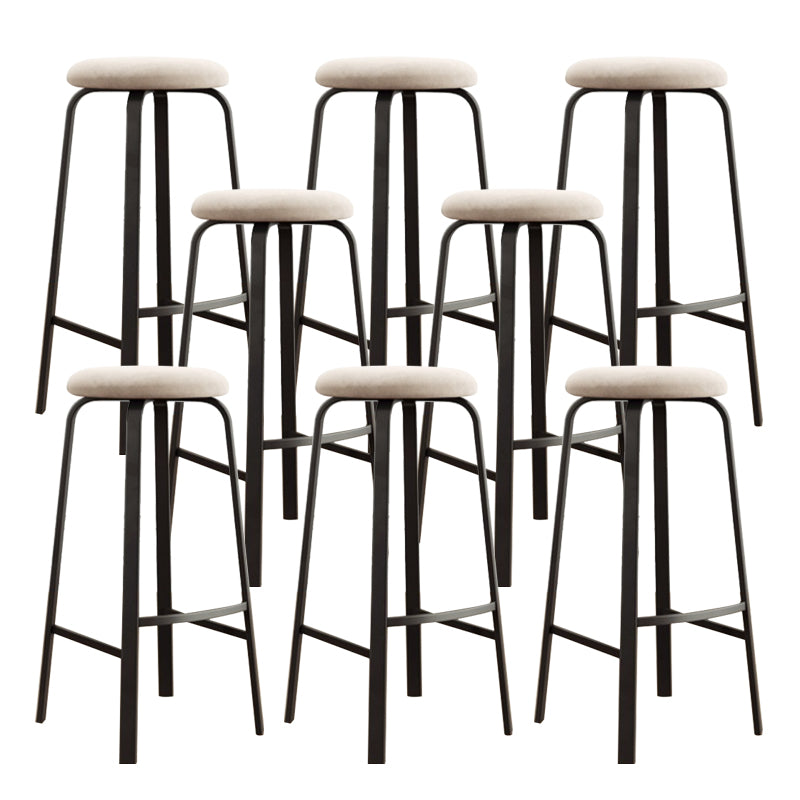 Modern Stackable Armless Counter Stool Iron Bar Stool with Cushion and Pedal for Cafe