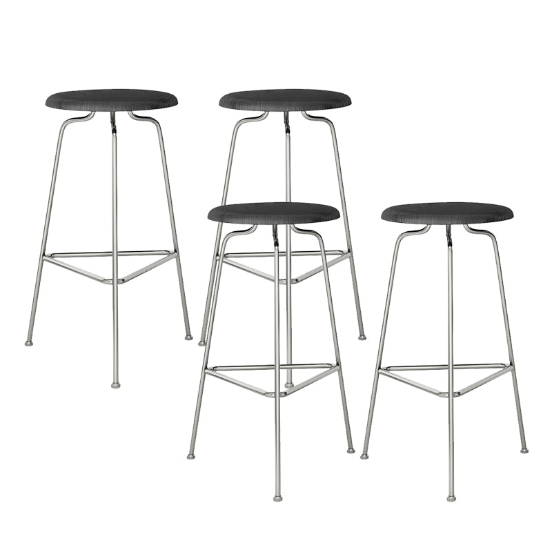 Modern Armless Backless Counter Stool Oak Wood Bar Stool with  Pedal for Cafe