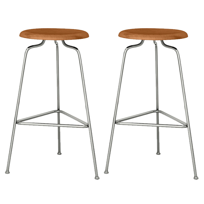 Modern Armless Backless Counter Stool Oak Wood Bar Stool with  Pedal for Cafe