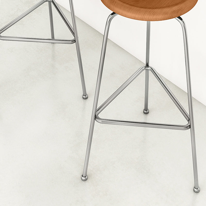 Modern Armless Backless Counter Stool Oak Wood Bar Stool with  Pedal for Cafe