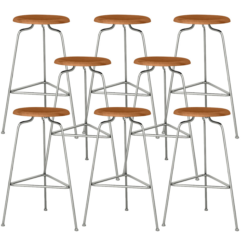 Modern Armless Backless Counter Stool Oak Wood Bar Stool with  Pedal for Cafe