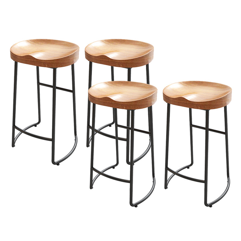 Modern Armless Backless Counter Stool Pine Wood Bar Stool with Pedal for Bar